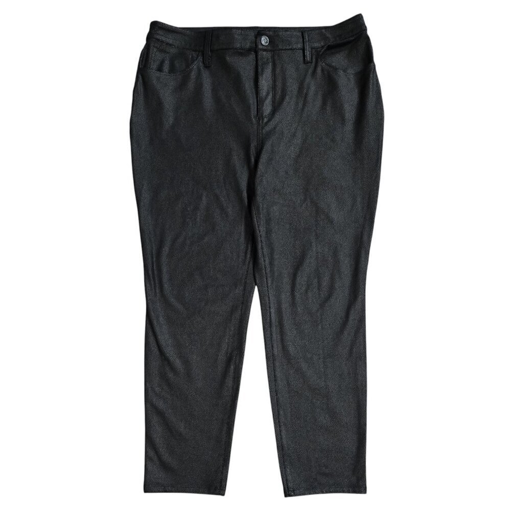 Chico's Black Reptile Vegan Leather Faux Suede Slim Leg Ankle Pant Party